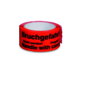 Signal-klebebänder, verschiedene Hinweise für sicheren Transport (Bruchgefahr!)