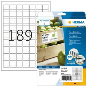 Power-etiketten (HERMA) - Power-Etiketten A4, 25,4 x 10 mm, weiß, extrem stark haftend, aus Papier