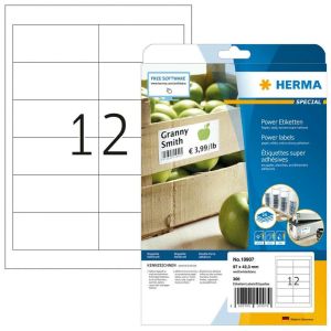 Power-etiketten (HERMA) - Power-Etiketten A4, 97 x 42,3 mm, weiß, extrem stark haftend, aus Papier