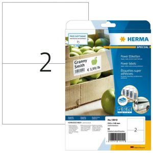 Power-etiketten (HERMA) - Power-Etiketten A4, 210 x 148 mm, weiß, extrem stark haftend, aus Papier