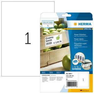 Power-etiketten (HERMA) - Power-Etiketten A4, 210 x 297 mm, weiß, extrem stark haftend, aus Papier
