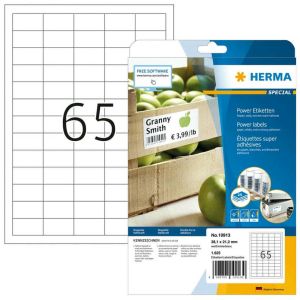 Power-etiketten (HERMA) - Power-Etiketten A4, 38,1 x 21,2 mm, weiß, extrem stark haftend, aus Papier