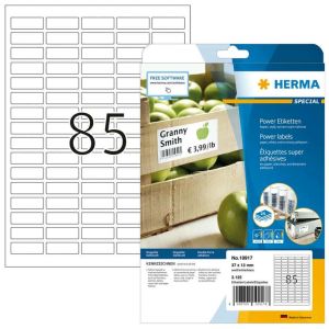 Power-etiketten (HERMA) - Power-Etiketten A4, 37 x 13 mm, weiß, extrem stark haftend, aus Papier